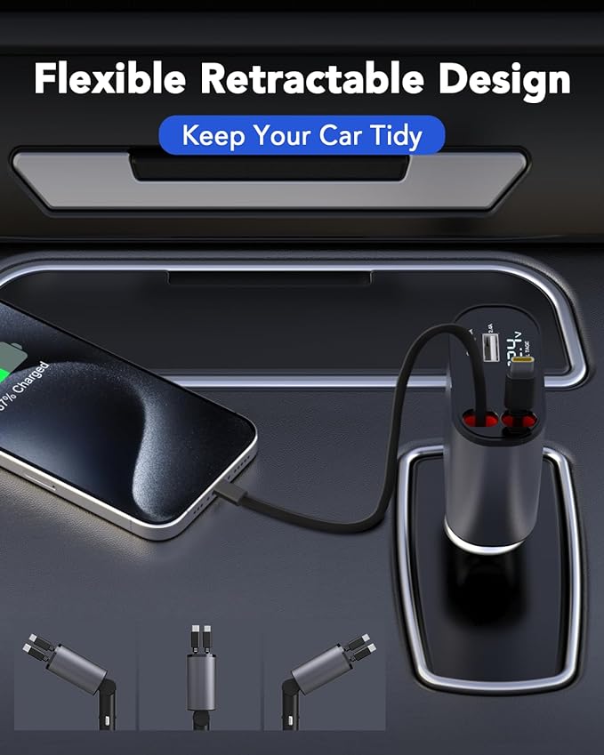 Ultimate 4 IN 1 Dual Retractable Car Charger