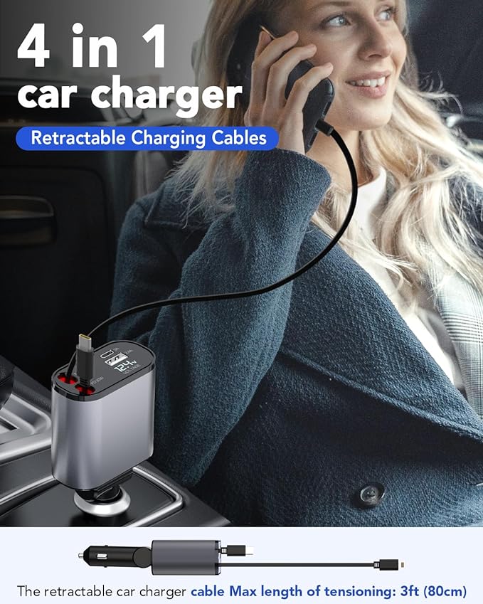 Ultimate 4 IN 1 Dual Retractable Car Charger